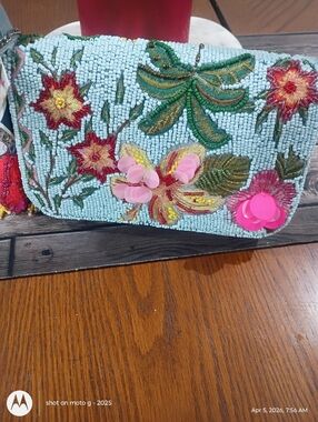 New Made In India Beaded Floral Bag